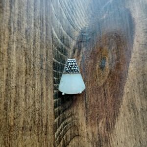 Vintage Sterling Silver Marcusite And White Stone Pendant